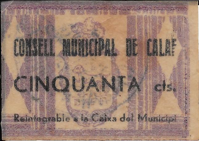 Billetes - EspaÃ±a - II RepÃºblica (1931 - 1939) - Locales - CataluÃ±a - 579 - mbc - Calaf - 50 ct - Click en la imagen para cerrar