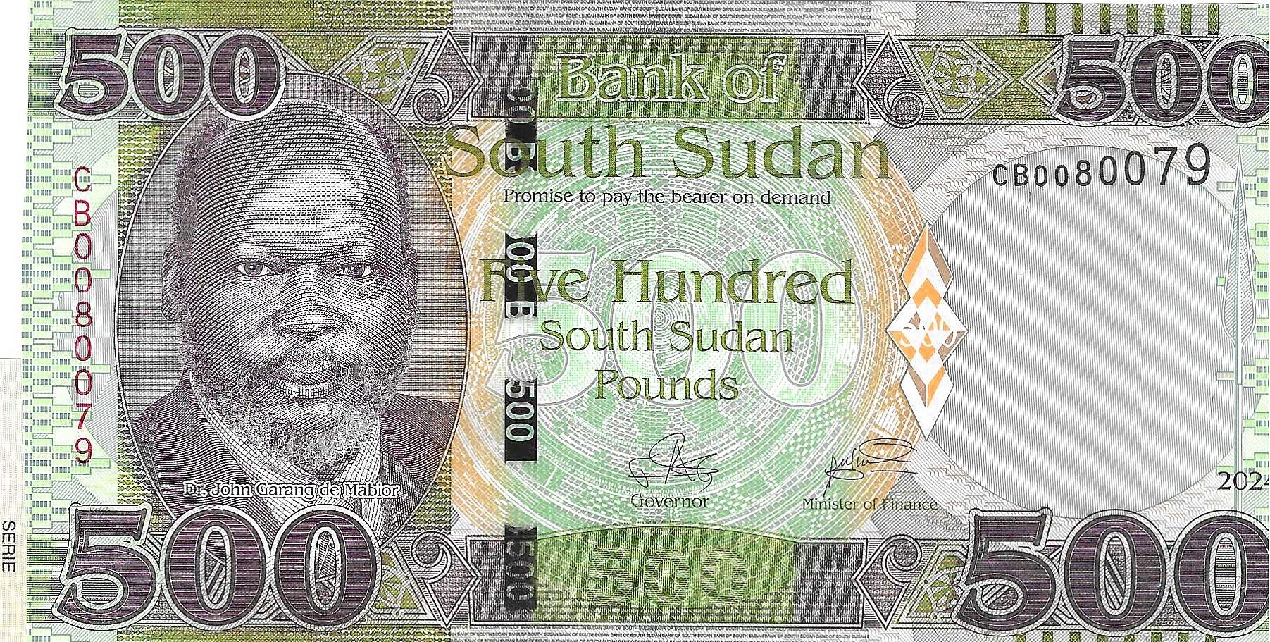 Billetes - Africa - Sudan del Sur - 20 - SC - 2024 - 500 pounds - Num.ref: CB0080079