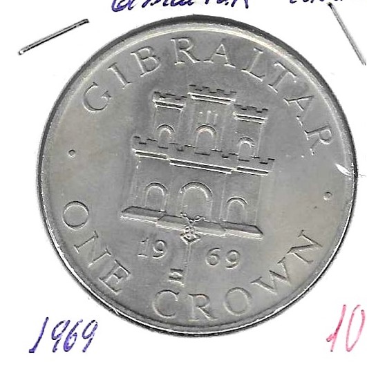 Monedas - Europa - Gibraltar - 4 - 1969 - corona - Click en la imagen para cerrar