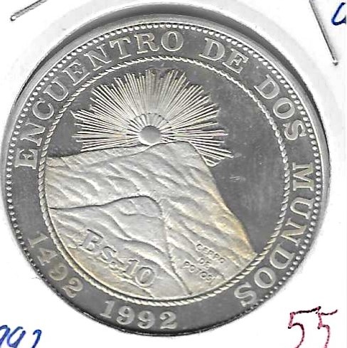 Monedas - America - Bolivia - 207 - 1992 - 10 bolivia - plata - Click en la imagen para cerrar