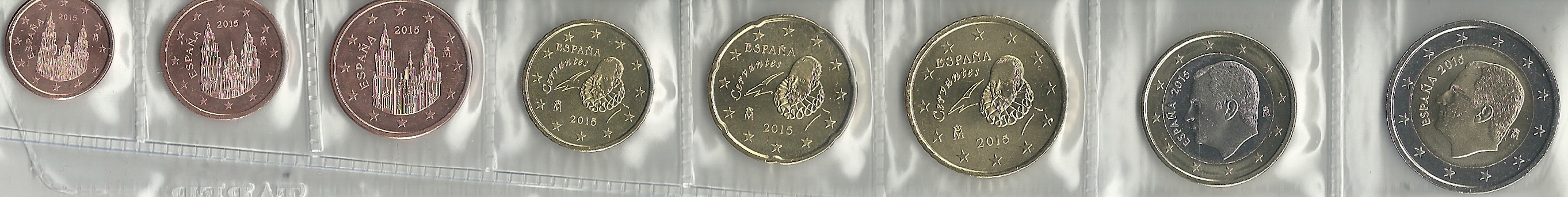 Monedas - Euros - Colección en tiras - España - sc - Año 2015 - Coleccion 8 monedas