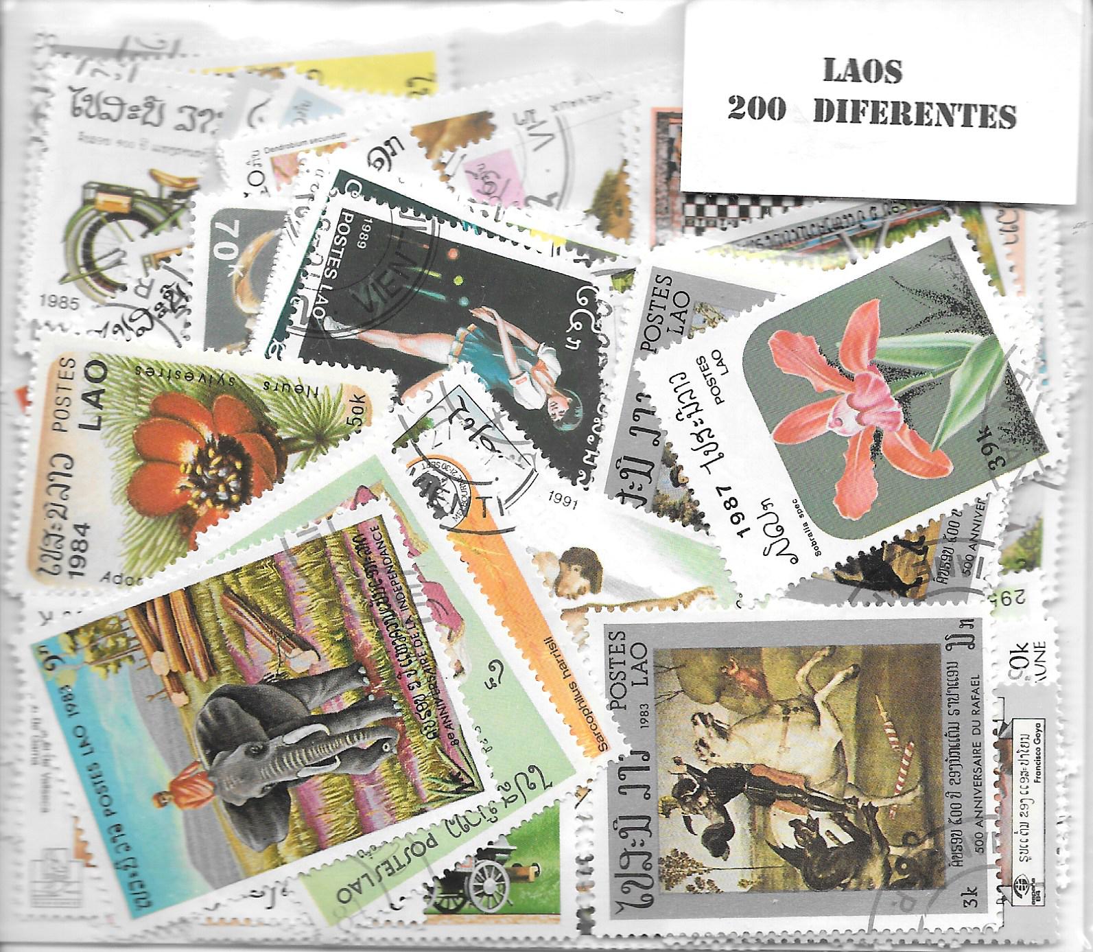 Paises - Asia - Laos - 200 sellos diferentes