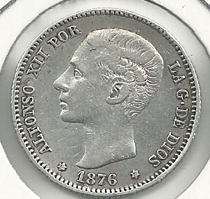 Monedas - España - Alfonso XII (29-XII-1874 / 28-XI - 060 - Año 1876*18*76 - Peseta - Click en la imagen para cerrar