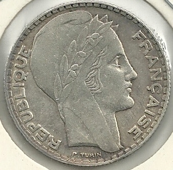 Monedas - Europa - Francia - 878 - Año 1933 - 10 francos - Click en la imagen para cerrar