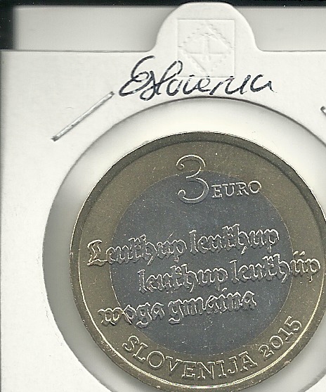 Monedas - Euros - 3€ - Eslovenia - SC - Año 2015 - 500º Aniversario Texto Esloveno