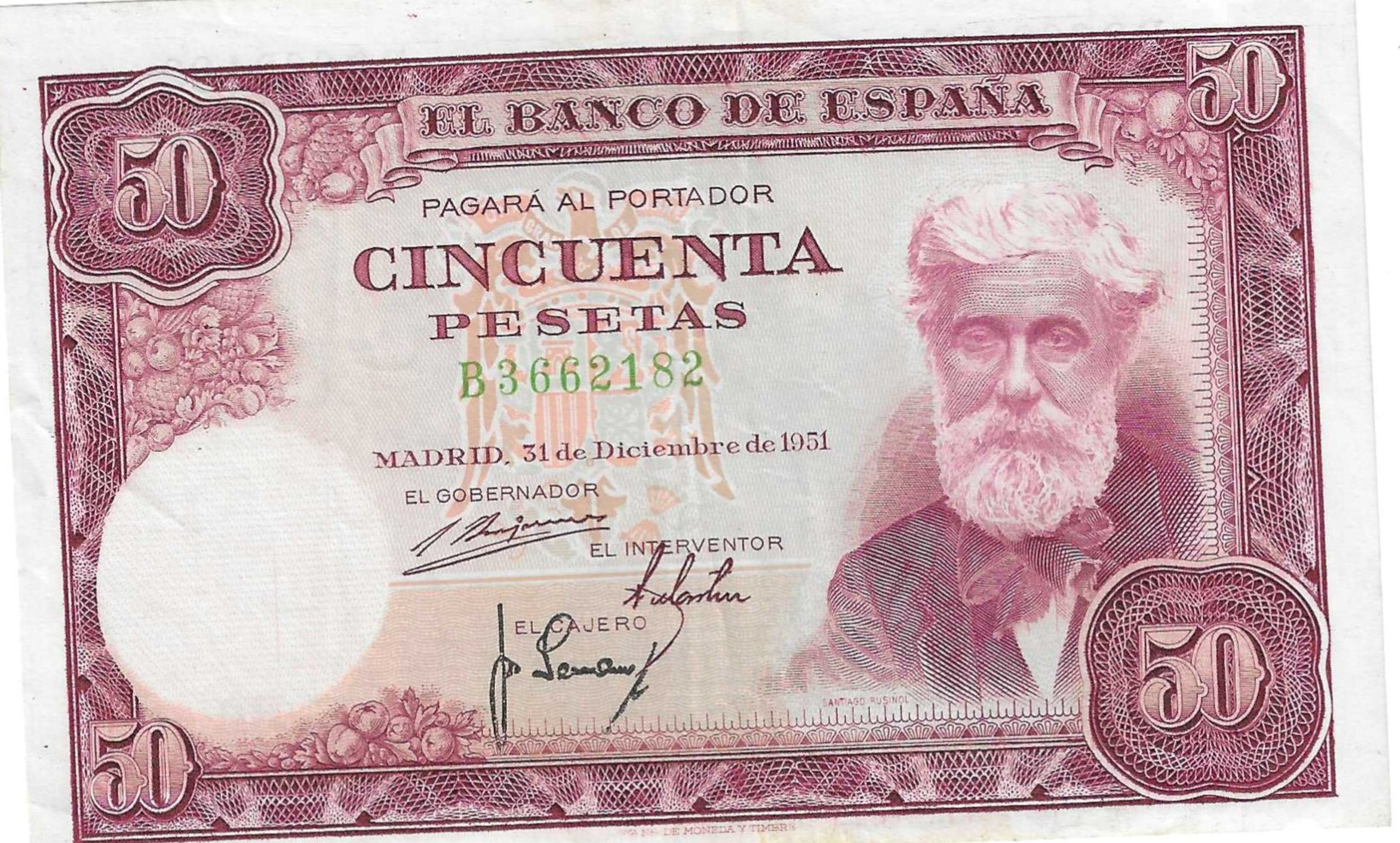 Billetes - EspaÃ±a - Estado EspaÃ±ol (1936 - 1975) - 50 ptas - 483 - EBC - 1951 - Num.ref: B3662182