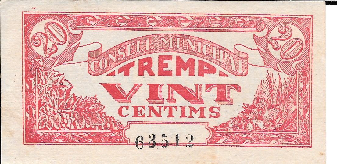 Billetes - スペイン - 第2共和国 (1931 - 1939) - 地方 - カタルーニャ - - sc - 1937 - Tremp - 20 cent - Num.ref: 63512