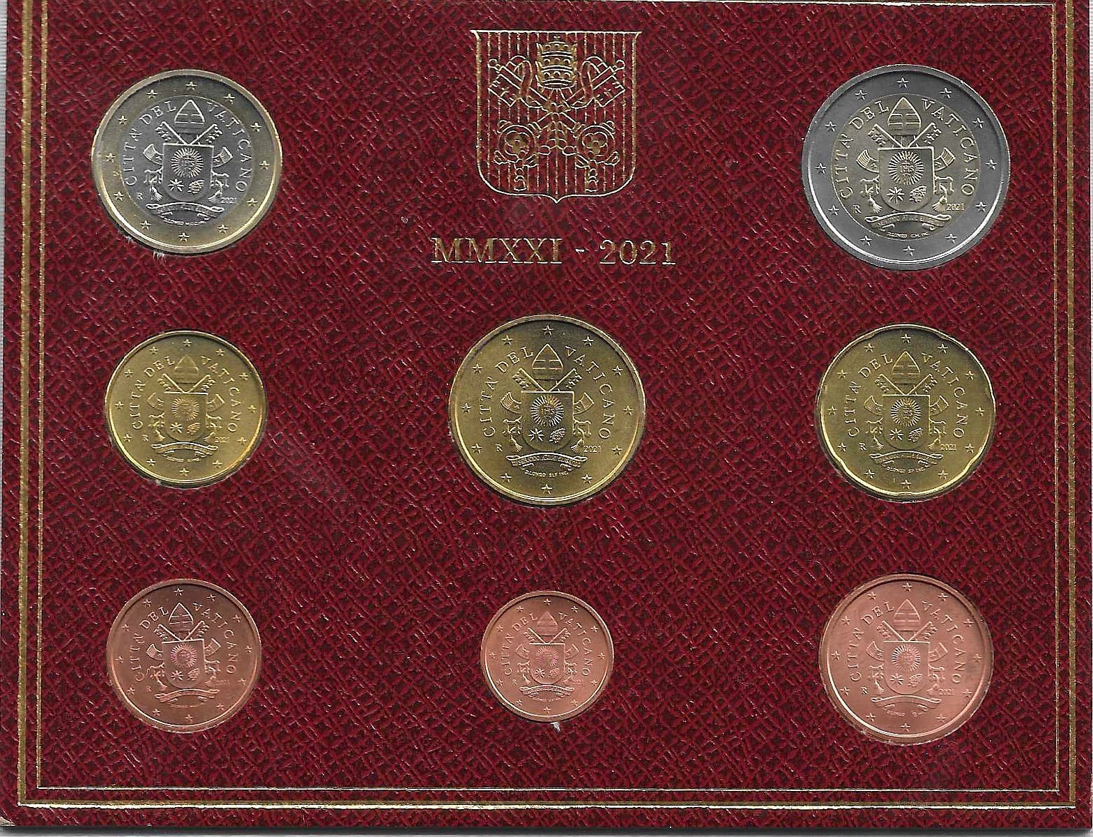 Monedas - Euros - Estuches Oficiales - Vaticano - - FDC - 2021 - Coleccion 8 monedas