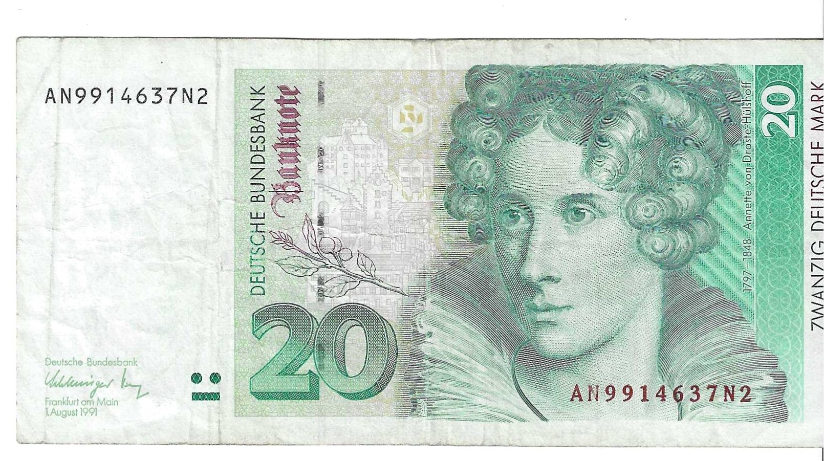 纸币 - 欧洲 - 德国 - 39 - MBC - 1991 - 20 marcos - Num.ref: AN9914637N2