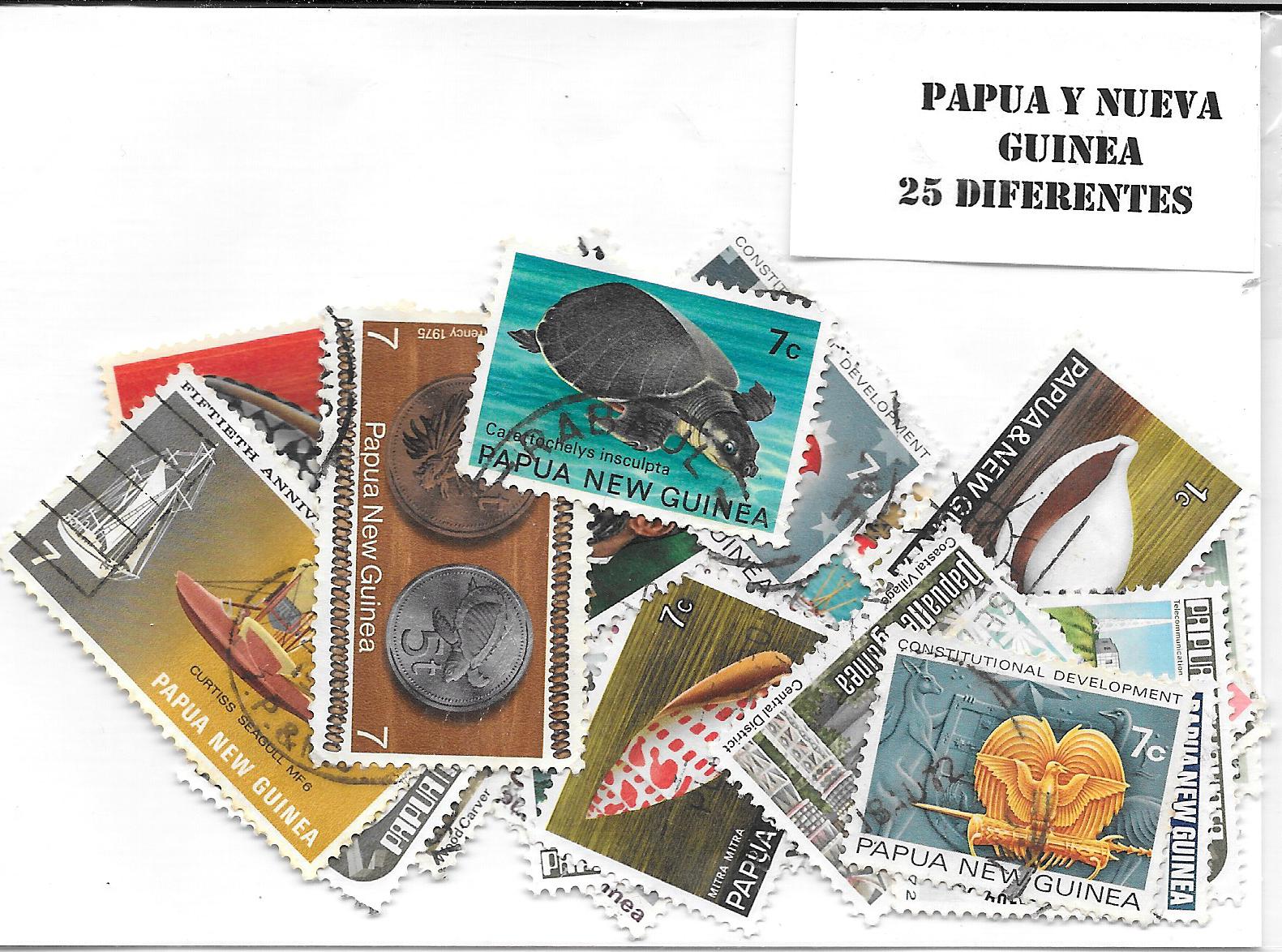 Kraje - Afryka - Papua i Nowa Gwinea - 25 różnych znaczków