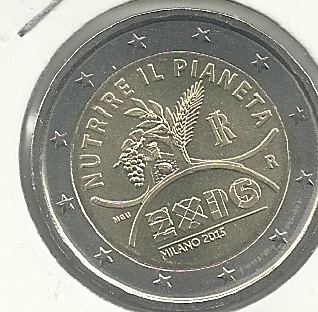 Monedas - Euros - 2€ - Italia - SC - Año 2015 - Expo Milan - Click en la imagen para cerrar