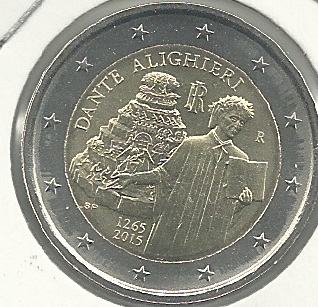 Monedas - Euros - 2€ - Italia - SC - Año 2015 - Dante - Click en la imagen para cerrar