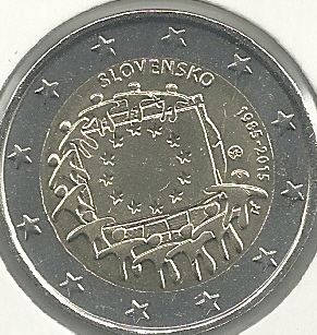Monedas - Euros - 2E euro - Eslovaquia - Año 2015 - Bandera - Click en la imagen para cerrar
