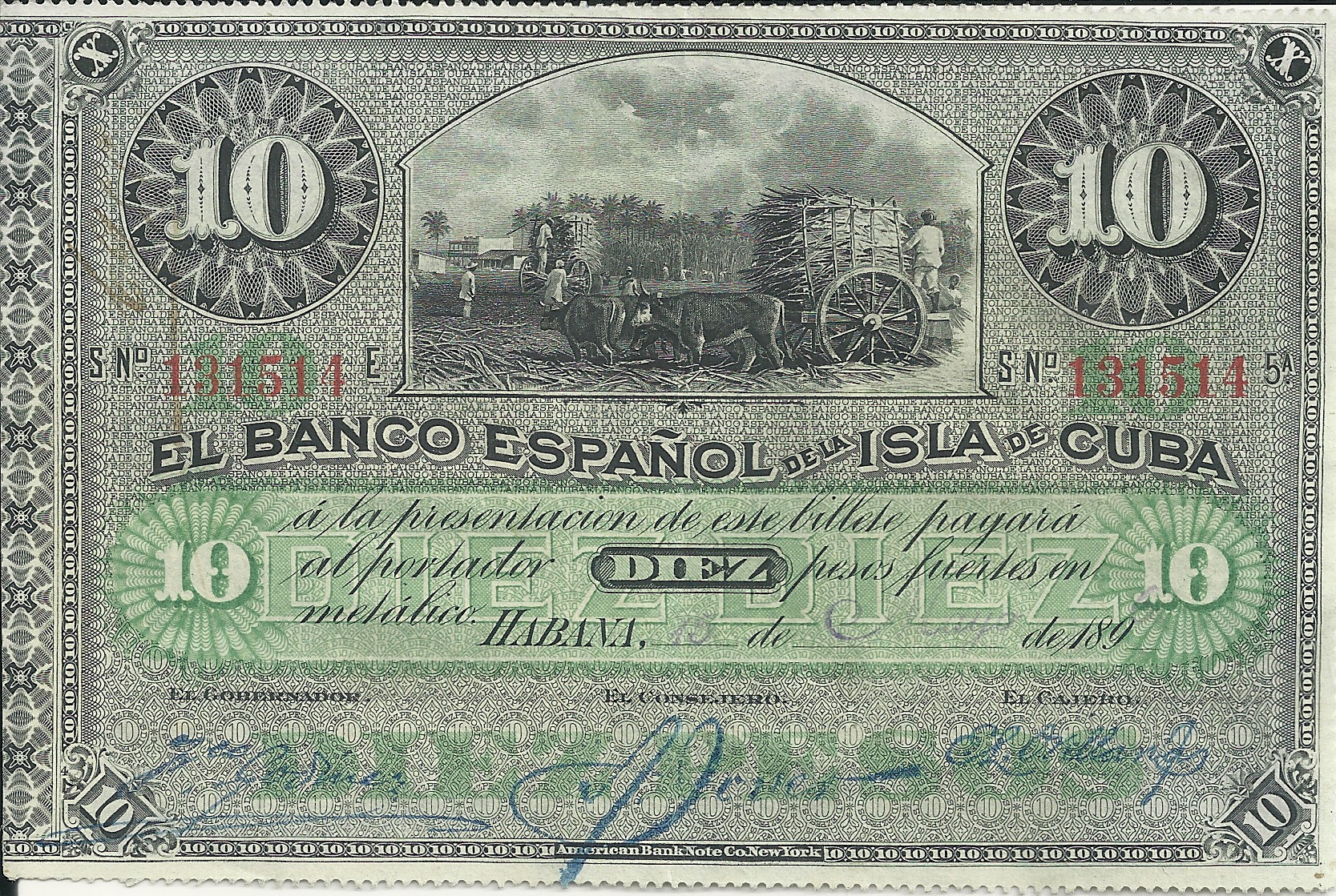 Billetes - España (Excolonias) - 49 - EBC+ - Año 1896 - 10 Pesos - num ref: 131514