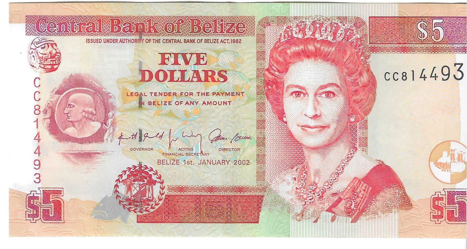 Billetes - America - Belize - 61 - EBC - 2002 - 5 dolares - Num.ref: 814493