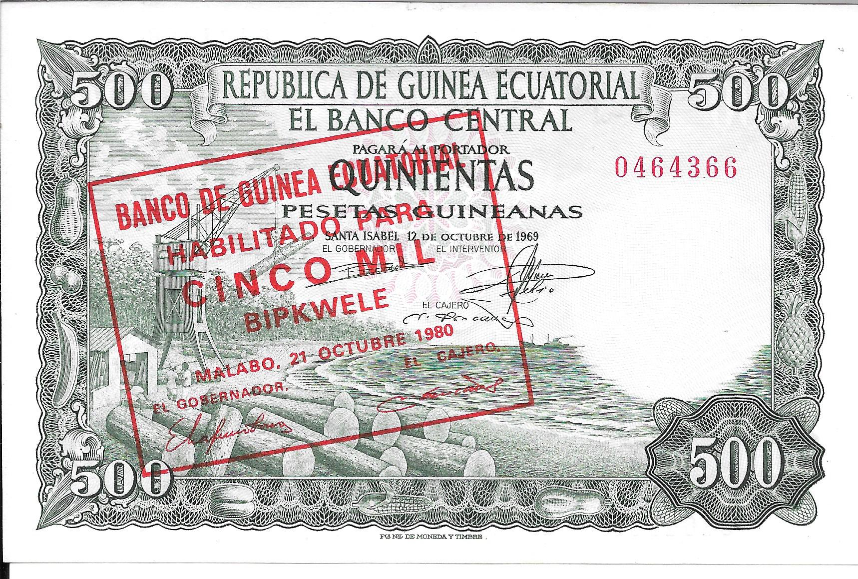 Banknoty - Afryka - Gwinea Równikowa - 19 - sc - 500 bipkwelle - nr ref: 0464366