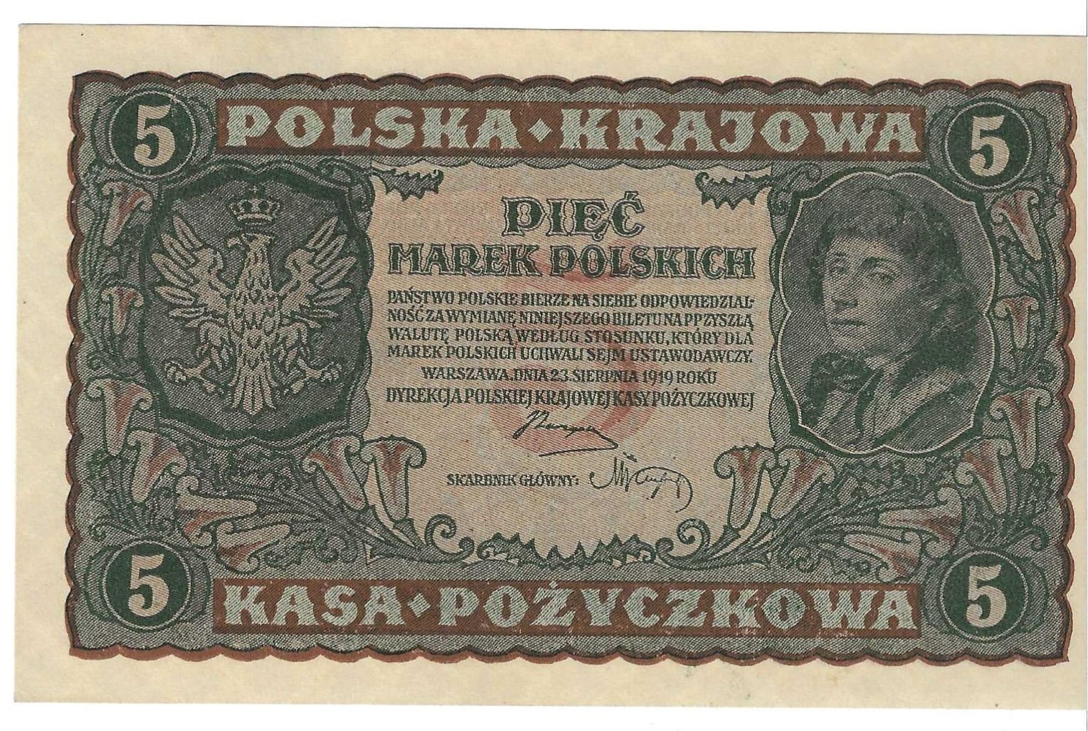 Biglietti - Europa - Polonia - 24 - SC - 1919 - 5 marek - Num.ref: 716030