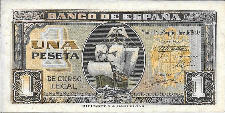 Bitllets - Espanya - Estat Espanyol (1936 - 1975) - 1 ptes - 437 - EBC- - Any 1940 - Setembre - num ref: G2102446