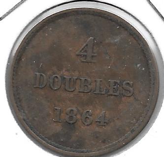 Monedas - Europa - Guernsey - 5 - Año 1864 - 4 Doubles - Click en la imagen para cerrar