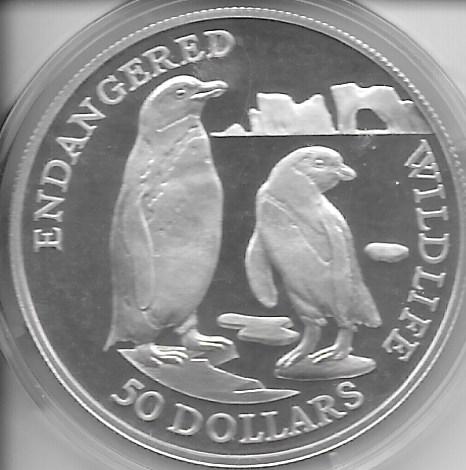 Monedas - Oceania - Islas Cook - 128 - Año 1991 - 50 Dólares - Pingüinos - Click en la imagen para cerrar