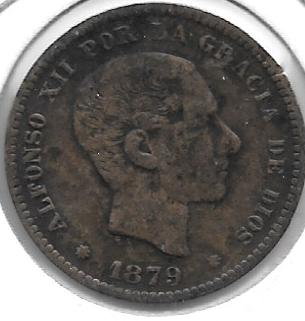 Monedas - España - Alfonso XII (29-XII-1874/28-XI) - 19 - Año 1879 - 5 Ctm - Barcelona - Click en la imagen para cerrar