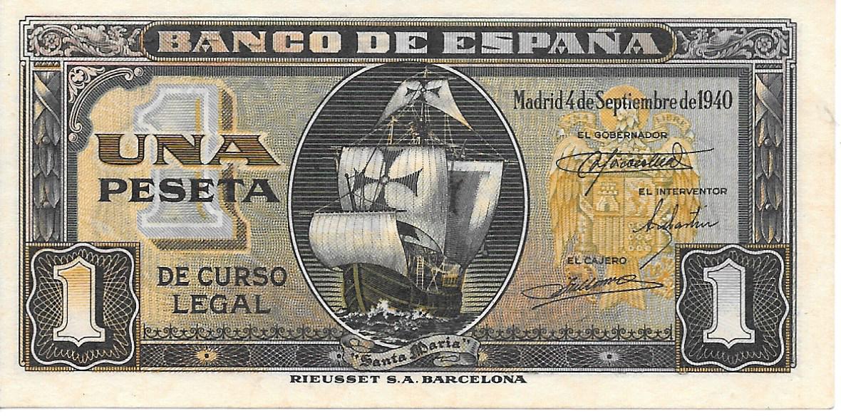 Bitllets - Espanya - Estat Espanyol (1936 - 1975) - 1 ptas - 437 - S/C - Any 1940 - núm ref: I4195725