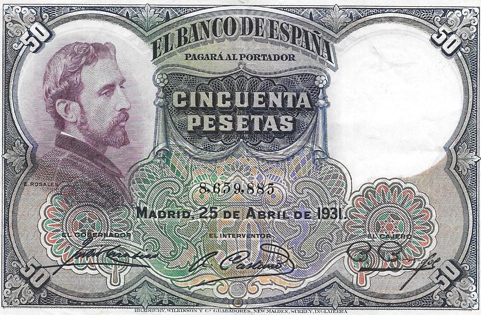 Bitllets - Espanya - Alfons XIII (1886 - 1931) - 375 - mbc - Any 1931 - 50 pessetes - ref: 8659885