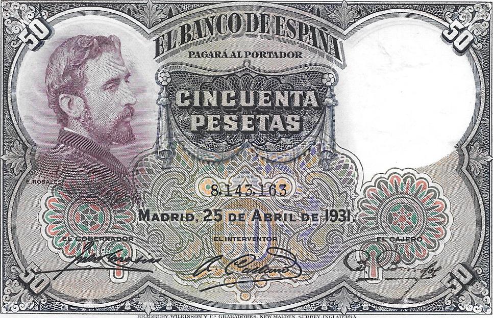 Bitllets - Espanya - Alfons XIII (1886 - 1931) - 375 - mbc - Any 1931 - 50 pessetes - ref. 8143163