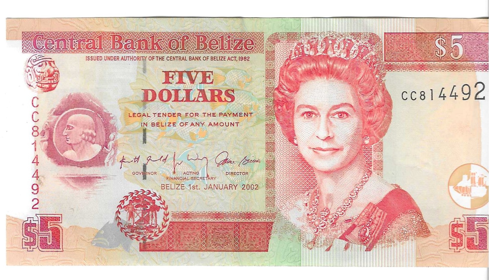 Billetes - America - Belize - 61 - EBC - 2002 - 5 dolares - Num.ref: 814492