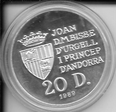 Monedas - Europa - Andorra - 48 - 1988 - 20 diner - plata - se presenta en cÃ¡psula - Click en la imagen para cerrar