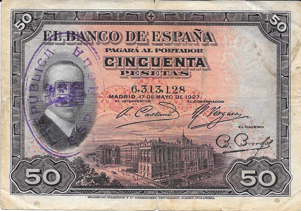Bitllets - Espanya - Alfons XIII (1886 - 1931) - 362 - bc+ - Any 1927 - ref: 6313128