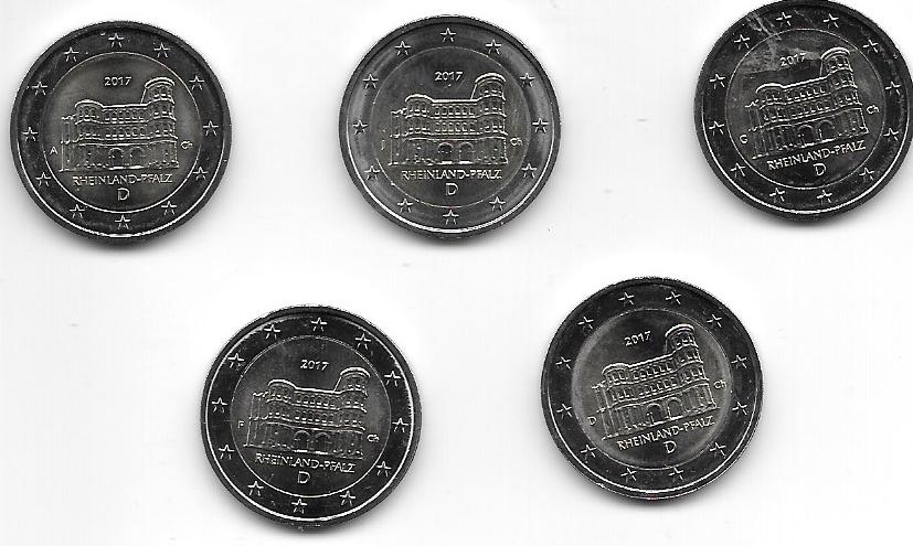 Coins - Euros - 2€ - Germany - SC - Year 2017 - Set of 5 coins