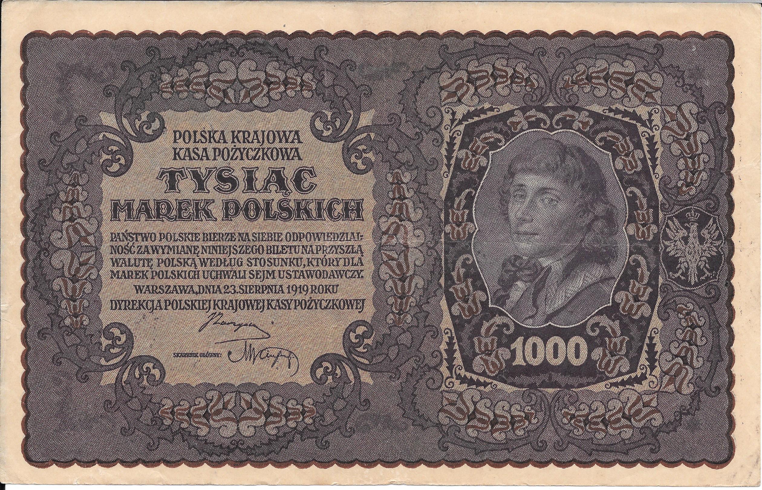 Banconote - Europa - Polonia - 29 - MBC - Anno 1919 - 1000 Marek - num ref: 492778