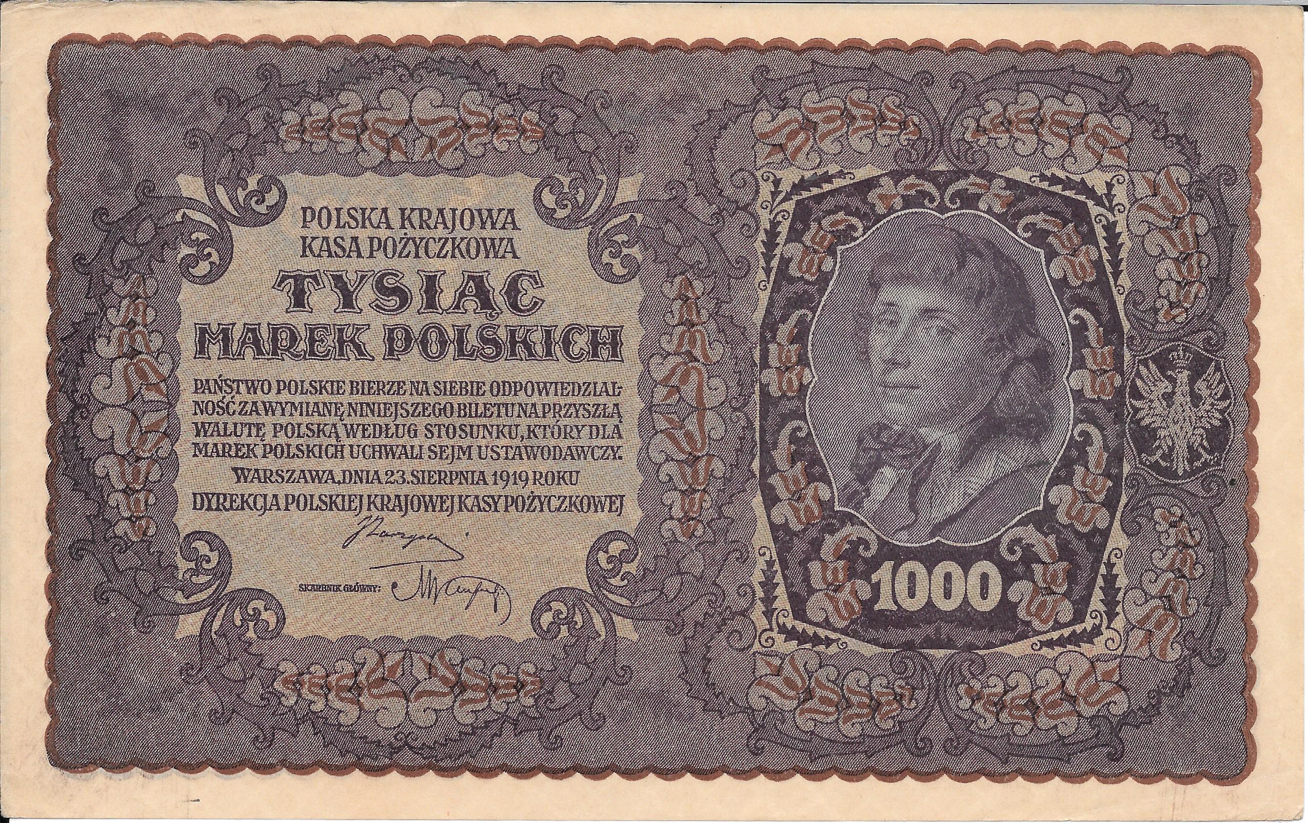 Banconote - Europa - Polonia - 29 - MBC+ - Anno 1919 - 1000 Marek - num ref: 990105