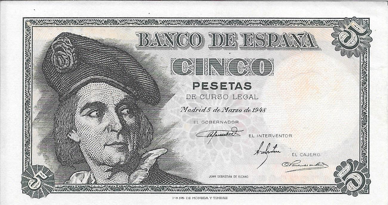Bilets - Espanya - Estat Espanyol (1936 - 1975) - 5 ptas - 464 - S/C - Any 1946 - 5 Pt - num ref: E04777295