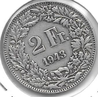 Monedas - Europa - Suiza - 21 - Año 1943 - Franco - Click en la imagen para cerrar