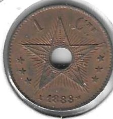 Monedas - Africa - Congo - 1 - 1888 - Estado Libre del Congo - Click en la imagen para cerrar