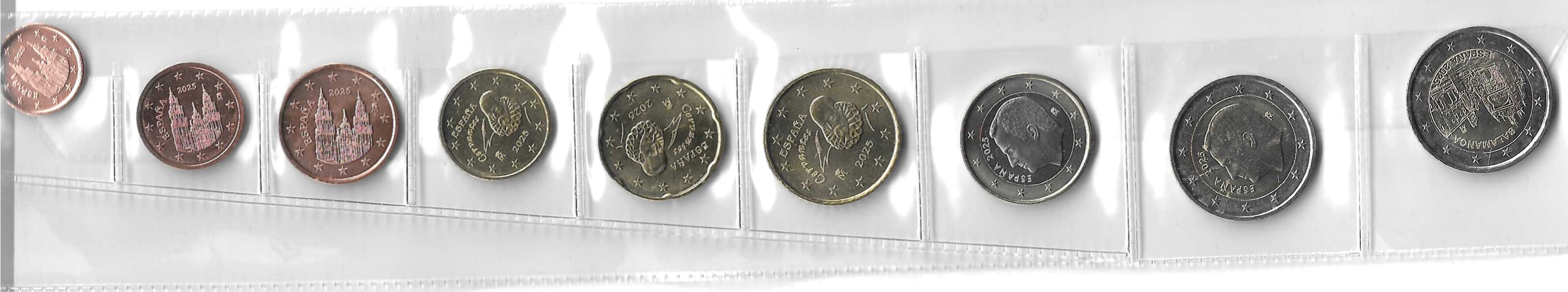 Monedas - Euros - Colección en tiras - España -  SC - 2025 - 8 monedas