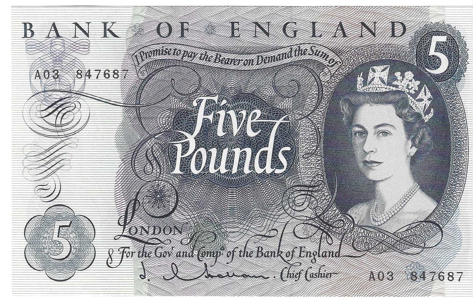 Billetes - Europa - Inglaterra - 375 - SC - 1963 - 5 pounds - Num.ref: A03847687