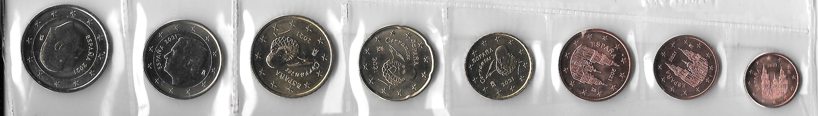Monedas - Euros - Colección en tiras - España -  2021 - SC - Colección 8 monedas