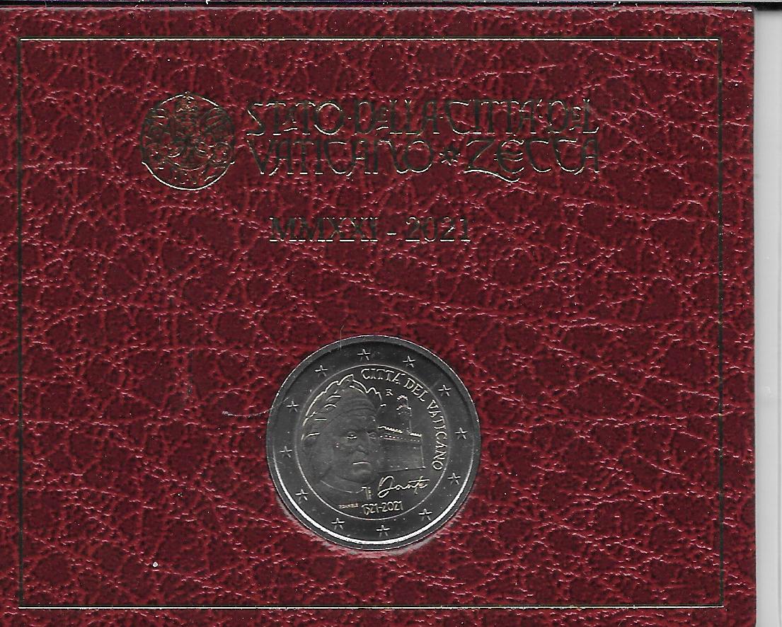 Monedas - Euros - 2€ - Vaticano - SC - Año 2021 - Dante