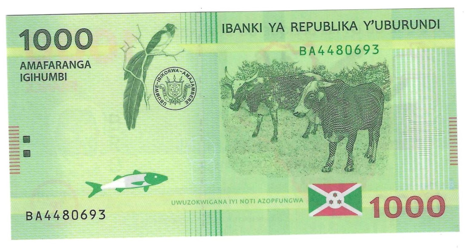 Billetes - Africa - Burundi - 51 - SC - 2015 - 1000 amafranga - Num.ref: BA4480693