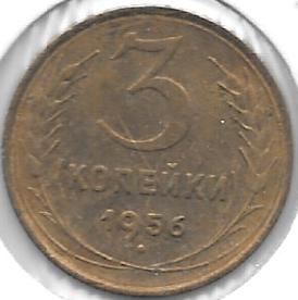 Monedas - Europa - URSS - 114 - Año 1956 - 3 Kopeks - Click en la imagen para cerrar