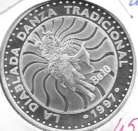 Monedas - America - Bolivia - 209 - 1997 - 10 bolivares - plata - Click en la imagen para cerrar