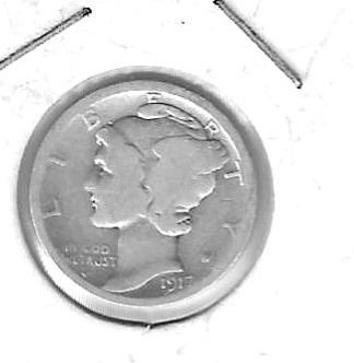 Monedas - America - Estados Unidos - 140 - 1917 - dime - plata - Click en la imagen para cerrar