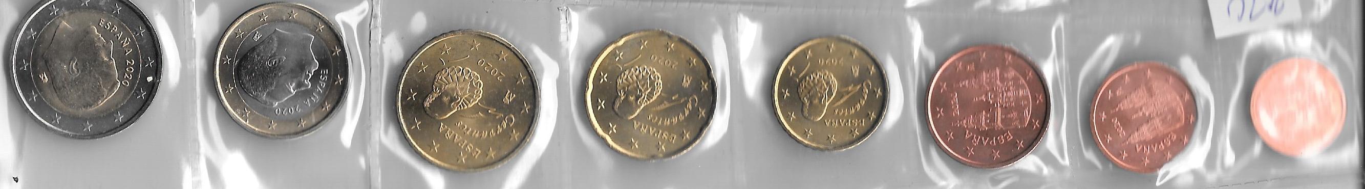 Monedas - Euros - Colección en tiras - España - sc - Año 2020 - 8 monedas