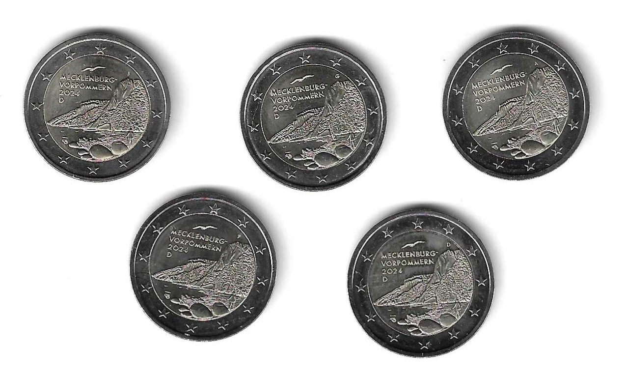Coins - Euros - 2€ - Germany - - SC - 2024 - Mecklenburg - Set of 5 coins