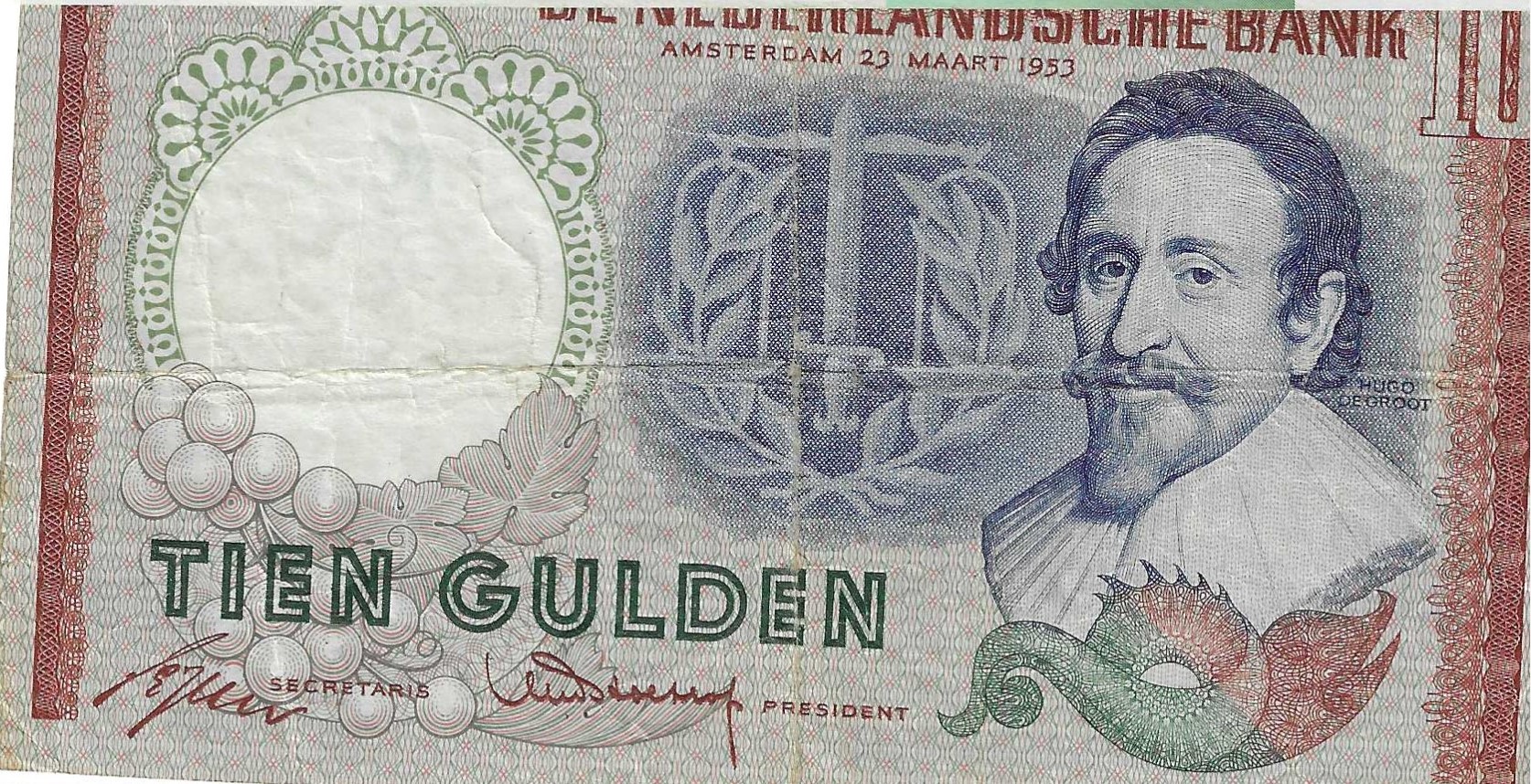 纸币 - 欧洲 - 荷兰 - 85 - MBC- - 1953 - 10 gulden - Num.ref: 3VF016739