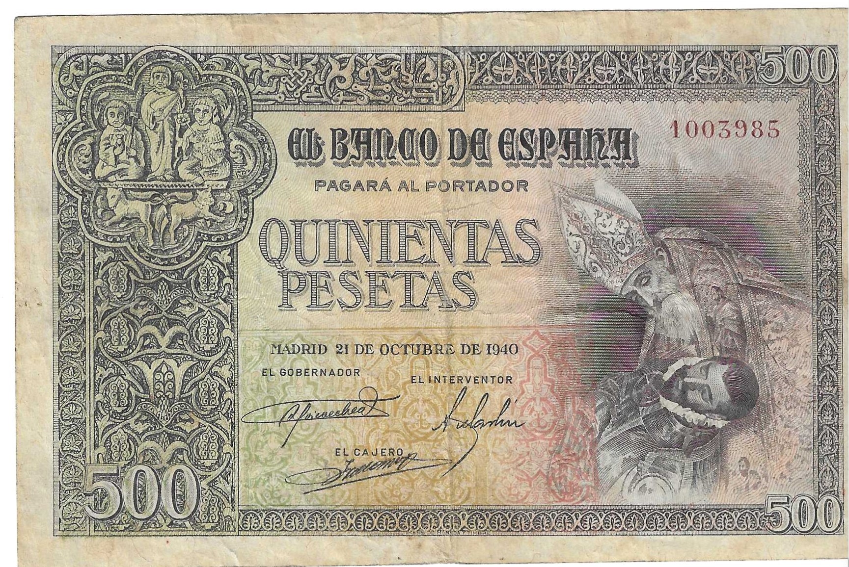 Banknotes - Spain - Spanish State (1936 - 1975) - 500 ptas - 501 - MBC - 1940 - Num.ref: 1003985