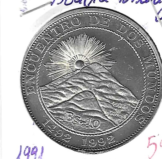 Monedas - America - Bolivia - 207 - 1991 - 10 bolivia - plata - Click en la imagen para cerrar